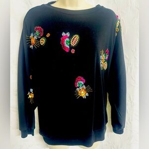 Eminent VTG Sophisticated Embroidered Embellished Gothic Pullover Sweatshirt M